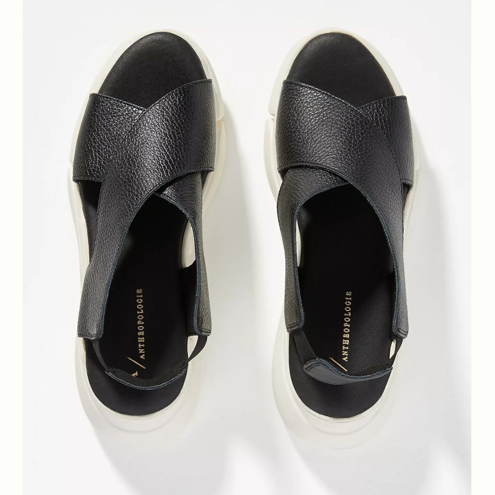 Anthropologie Cross Sport Black Leather Sandals EU 39 8.5-9